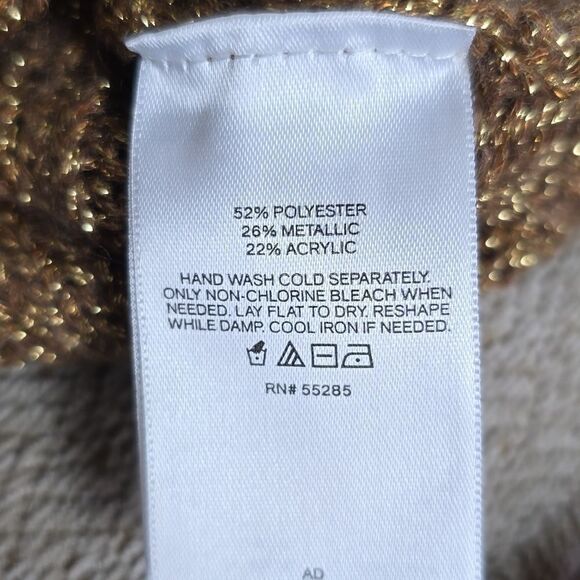 Express Metallic Bronze Brown Gold Fringe Mock Neck Sweater - Size Small - Picture 12 of 12